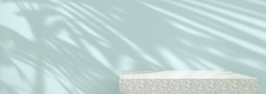 Boş zemin ve duvar arkaplanı güneş ışığı ve bitki gölgeleriyle aydınlatılıyor..