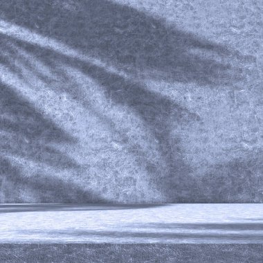 Boş zemin ve duvar arkaplanı güneş ışığı ve bitki gölgeleriyle aydınlatılıyor..