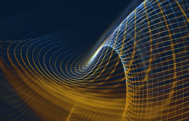  Çizgiler ve geometrik şekillerle ağ veya ağ Detaylı 3D illüstrasyon