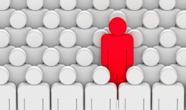 Farklı ve özgün kavramsal imaj. Kalabalıktaki farklı ve özgün kişi..