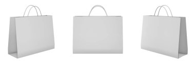 white shopping bag left, front and right view (3d render)