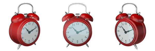 Relógio Alarme Vintage Fundo Branco Esquerda Frente Direita Vista Render — Fotografia de Stock