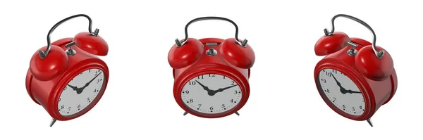 Vintage Alarm Clock White Background Left Front Right View Render — Stock Photo, Image