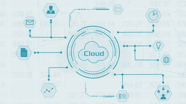 Interface Graphique Futuriste Concept Cloud Computing Entreprise Opérations Financières Marché — Photo