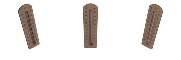 Бытовой Термометр Деревянном Основании Прозрачный Фон Вид Слева Спереди Справа — стоковое фото