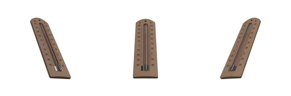 Huishoudelijke Thermometer Een Houten Voet Witte Achtergrond Links Voor Rechts — Stockfoto