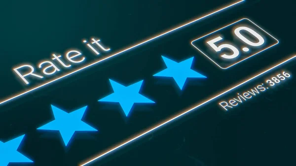 关于客户服务 质量评级或产品评审的反馈 来自5颗星 计数评审和评分 3D渲染 — 图库照片