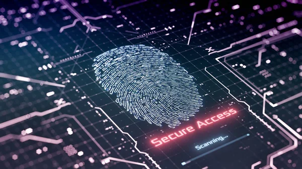 生体アクセスインターフェイス スキャン指紋 サイバーセキュリティの概念 3Dレンダリング — ストック写真