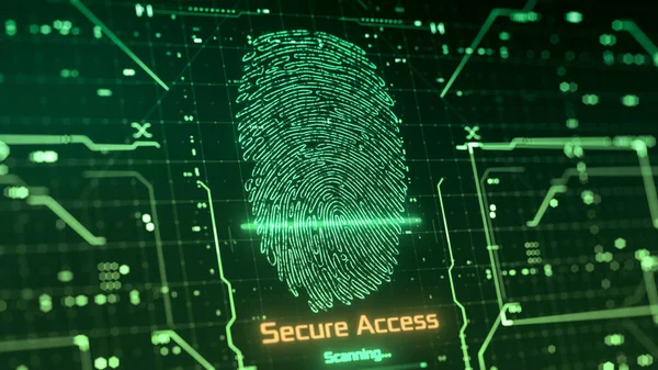 指紋スキャナ 未来的なインターフェース サイバーセキュリティの概念 安全なアクセス 3Dレンダリング — ストック写真
