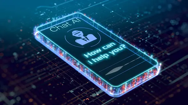 Smartphone Futuristickým Rozhraním Chatu Pokročilá Technologie Výzva Interakci Uživatele Konceptuální Royalty Free Stock Obrázky