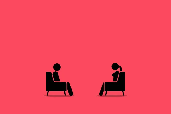 一个男人和女人在心平气和的交谈中谈论他们的关系 矢量图解描述了开明 直面关系问题 尊重和感受的概念 — 图库矢量图片