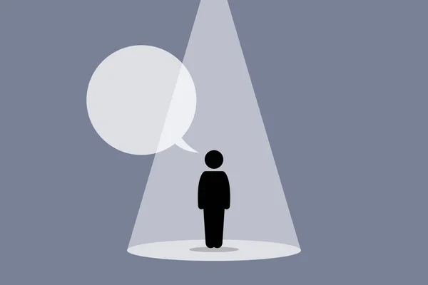 Berühmte Person Scheinwerferlicht Die Redet Und Spricht Vektor Illustration Zeigt — Stockvektor