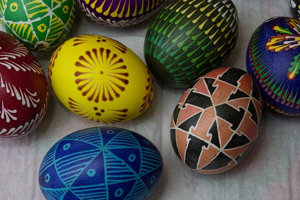 Buon Oriente Colorato Dipinto Mano Decorato Uova Pasqua Artigianato Pasquale — Foto Stock