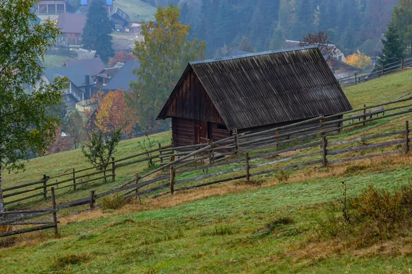 Old Abandoned Farmhouse Mountain Meadow Carpathians Beautiful Walking Landscape Ukraine — Stock Fotó