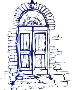 Beyaz arkaplanda kapı vektör resmi siyah boya.