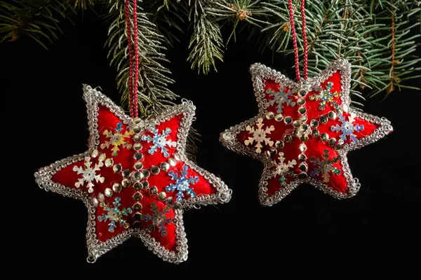 Handmade Soft Toys Christmas Tree Decorations Christmas Gifts Valentine Day — Stock Photo, Image