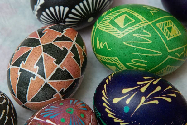 Buon Oriente Colorato Dipinto Mano Decorato Uova Pasqua Artigianato Pasquale — Foto Stock