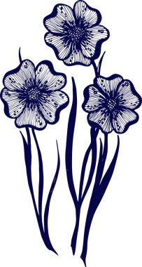 Çizim vektör grafik tasarımı için çiçek desenli. Çiçek doğal tasarım. Grafik, kroki çizim.