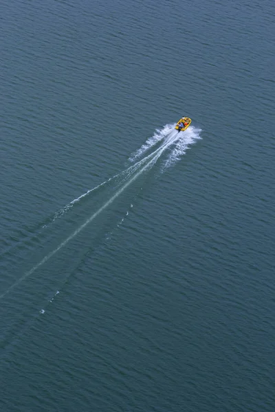 Top View Speed Motorboat Sailing Water — Stock Photo, Image