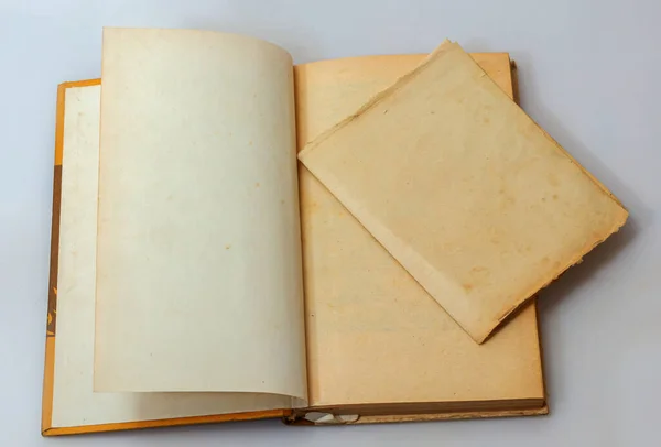 Ouvrez Ancien Livre Avec Des Pages Blanches Espace Libre Pour — Photo