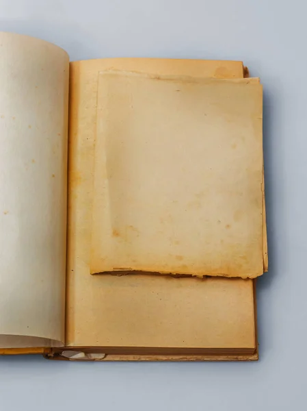 Ouvrez Ancien Livre Avec Des Pages Blanches Espace Libre Pour — Photo