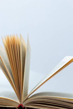 Kitap yığınları üzerine açık bir kitap arka plan shcool çalışma kitabı. Edebiyat, eğitim ve kitap yayıncılığı kavramı. Metin için boş alan.