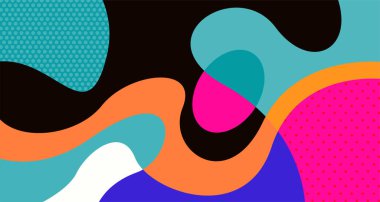 Sosyal medya pankartı tasarımı için vektör renkli soyut sıvı ve akışkan arkaplan