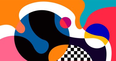 Soyut sıvı şekil. Sıvı geometrik tasarım. Geometrik çizgiler, noktalar, batik Endonezya desenli izole eğimli dalgalar. Vektör illüstrasyonları.