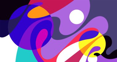 Soyut sıvı şekil. Sıvı geometrik tasarım. Geometrik çizgiler, noktalar, batik Endonezya desenli izole eğimli dalgalar. Vektör illüstrasyon tasarımı.