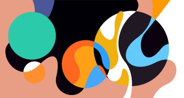 Soyut sıvı şekil. Sıvı geometrik tasarım. Geometrik çizgiler, noktalar, batik Endonezya desenli izole eğimli dalgalar. Vektör illüstrasyon tasarımı.