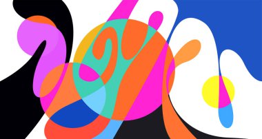 Soyut sıvı şekil. Sıvı geometrik tasarım. Geometrik çizgiler, noktalar, batik Endonezya desenli izole eğimli dalgalar. Vektör illüstrasyon tasarımı.