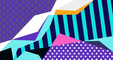 Soyut sıvı şekil. Dinamik ve geometrik tasarım. Geometrik çizgiler, noktalar, batik Endonezya desenli izole eğimli dalgalar. Vektör illüstrasyon tasarımı