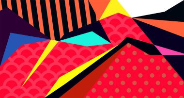 Soyut sıvı şekil. Dinamik ve geometrik tasarım. Geometrik çizgiler, noktalar, batik Endonezya desenli izole eğimli dalgalar. Vektör illüstrasyon tasarımı