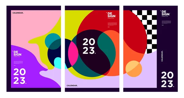 Nieuwjaar 2023 Kalenderontwerp Sjabloon Met Geometrische Kleurrijke Abstracte Vectorkalenderontwerpen — Stockvector