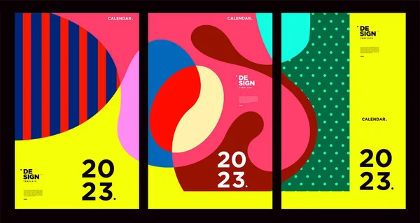 Año Nuevo 2023 Plantilla Diseño Calendario Con Resumen Geométrico Colorido — Archivo Imágenes Vectoriales