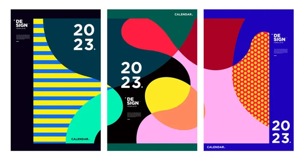 Новый 2023 Год Шаблон Календаря Геометрической Красочной Абстрактной Векторный Календарь — стоковый вектор