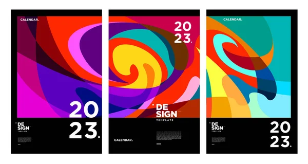 Anul Nou 2023 Șablon Design Calendaristic Abstract Geometric Colorat Proiecte — Vector de stoc