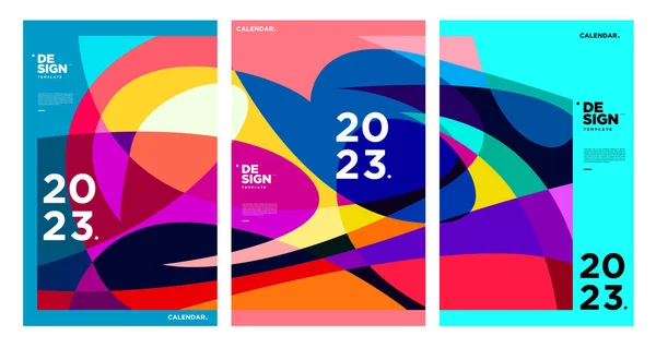 Año Nuevo 2023 Plantilla Diseño Calendario Con Resumen Geométrico Colorido — Archivo Imágenes Vectoriales