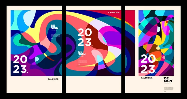 Nuovo Anno 2023 Modello Disegno Del Calendario Con Geometrico Colorato — Vettoriale Stock