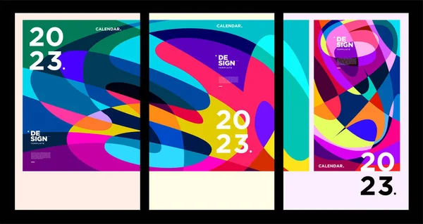 New Year 2023 Calendar Design Template Geometric Colorful Abstract Vector — Stock Vector