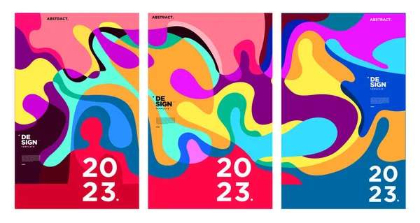 Año Nuevo 2023 Plantilla Diseño Con Fondo Abstracto Colorido Fluido — Archivo Imágenes Vectoriales