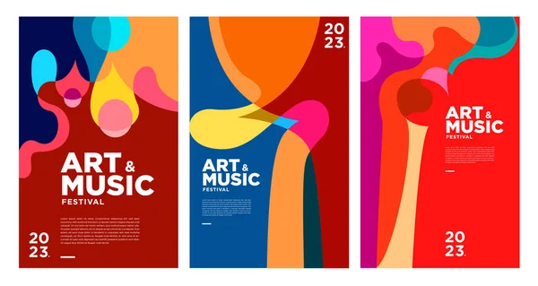 Summer Colorful Art Music Festival Poster Cover Template 2023 - Stok Vektor