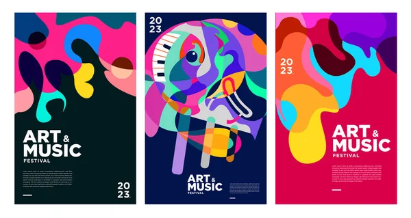 Καλοκαίρι Πολύχρωμο Art Music Festival Poster Cover Template 2023 — Διανυσματικό Αρχείο