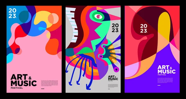 Καλοκαίρι Πολύχρωμο Art Music Festival Poster Cover Template 2023 — Διανυσματικό Αρχείο