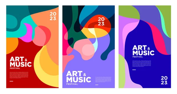 Letní Barevné Umění Hudební Festival Plakát Cover Šablona 2023 — Stockový vektor