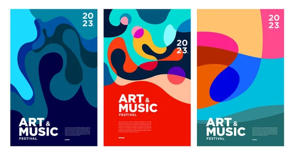 Summer Colorful Art Music Festival Poster Cover Template 2023 — Stock Vector