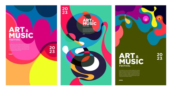 Summer Colorful Art Music Festival Poster Cover Template 2023 — 스톡 벡터