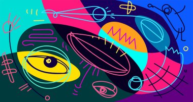 Soyut sıvı şekil. Sıvı geometrik tasarım. Geometrik, çizgiler, noktalar, batik, Endonezya desenli izole eğimli dalgalar. Vektör illüstrasyonları.