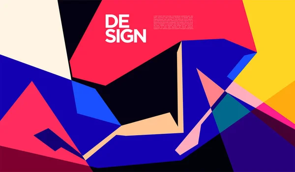 Vecteur Plat Abstrait Géométrique Fond Coloré Design — Image vectorielle