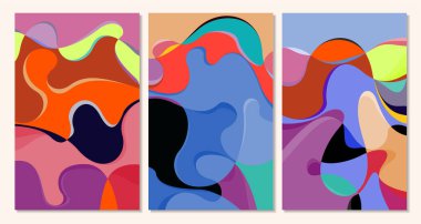 Vektör Renkli Soyut Sıvı ve Sıvı Arkaplan Yaz Tasarımı İçin Modern Minimalist
